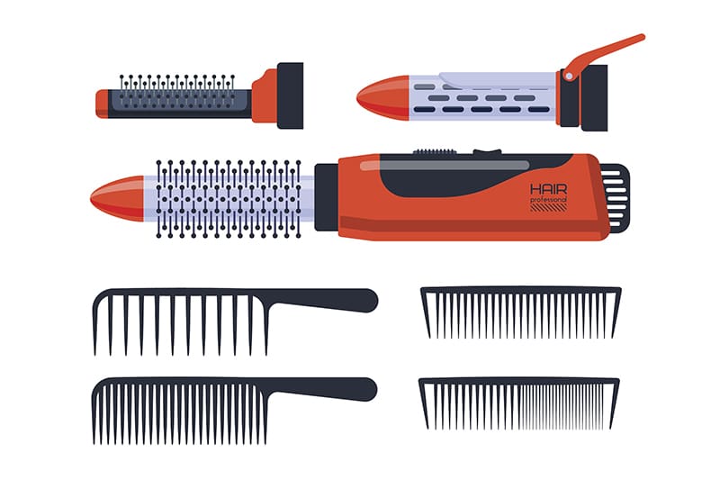 hair salon tools and twisted hair salon vector illustration